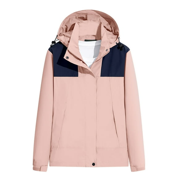 ShomPort Women's Outdoor Jacket Waterproof Raincoat for Hiking Travel Long Sleeve Hooded Coat Outerwear