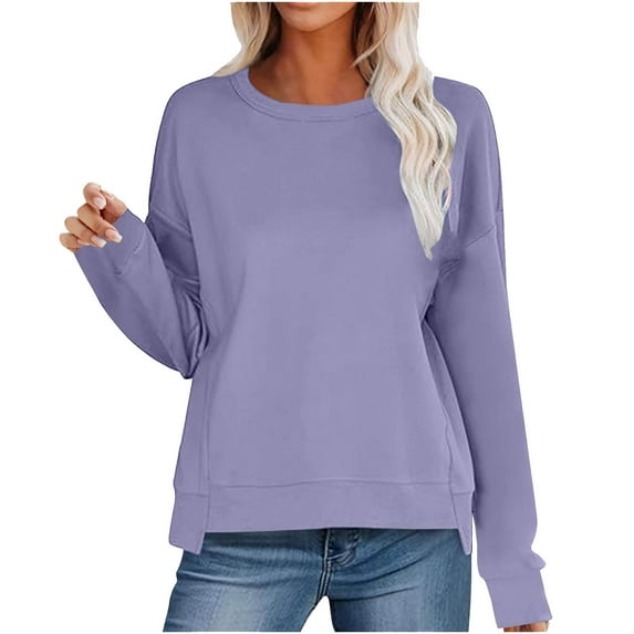 ShomPort Women's Oversized Crew Neck Sweatshirt Fall Casual Solid Color Long Sleeve Sweatshirt Pullover Tops
