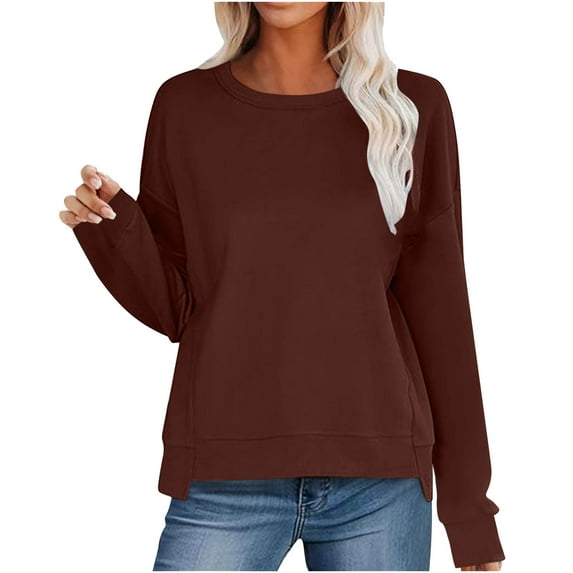 ShomPort Women's Oversized Crew Neck Sweatshirt Fall Casual Solid Color Long Sleeve Sweatshirt Pullover Tops