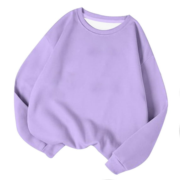 ShomPort Women's Oversized Sweatshirts Fleece Crew Neck Solid Color Pullover Casual Comfy Fall Fashion Clothes