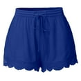 thumbnail image 1 of ShomPort Women's Pajama Shorts Summer Casual Drawstring Elastic Waist Lace Trim Shorts Bottoms with Pockets, 1 of 8