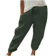 thumbnail image 1 of ShomPort Women's Plain Casual Pants Summer Trendy Drawstring Elastic Waist Long Pants with Pockets, 1 of 5