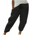 thumbnail image 1 of ShomPort Women's Plain Casual Pants Summer Trendy Drawstring Elastic Waist Long Pants with Pockets, 1 of 6