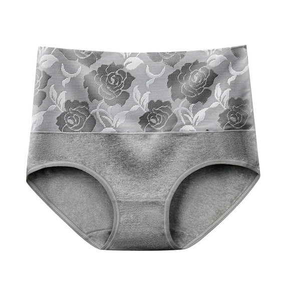ShomPort Women's Plus Size Panties Lace Patchwork Mid/High Waist Briefs Seamless Printed Hipster Underwear L-5XL