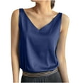thumbnail image 1 of ShomPort Women's Satin Tank Tops Dressy Casual V Neck Summer Vest Sleeveless Solid Color Cami Blouses, 1 of 4