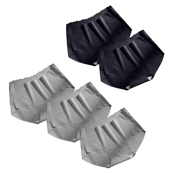 ShomPort Women's Seamless Panties Mid Waist Cutout Breathable Briefs Stretchy Hipster Underwear 5 Pack