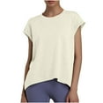 thumbnail image 1 of ShomPort Women's Short Sleeve Workout Tops Open Back Round Neck Tees Yoga Running Gym T-Shirts, 1 of 5
