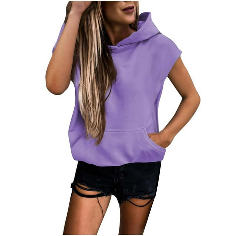 Short sleeveless hoodie clearance