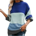 thumbnail image 1 of ShomPort Women's Striped Sweater Fall Casual Long Sleeve Crewneck Knit Ribbed Pullover Tops, 1 of 7