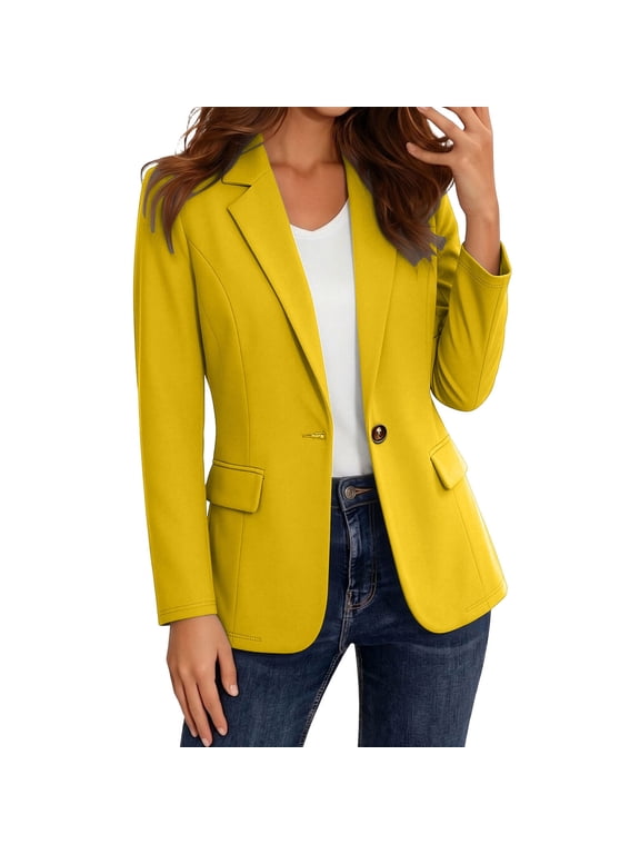 Women's Suit Jackets Classic Open Front Work Office Fitted Long Sleeve Blazers with Pockets