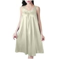 thumbnail image 1 of ShomPort Women's Summer Sleeveless Sleepwear Dress Solid Color Silky Long Nightgown for Women, 1 of 4