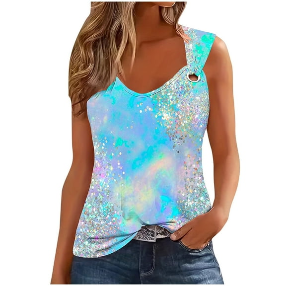 ShomPort Women's Tank Tops Summer Fashion V Neck Sleeveless Vest Shiny Workout Camisoles