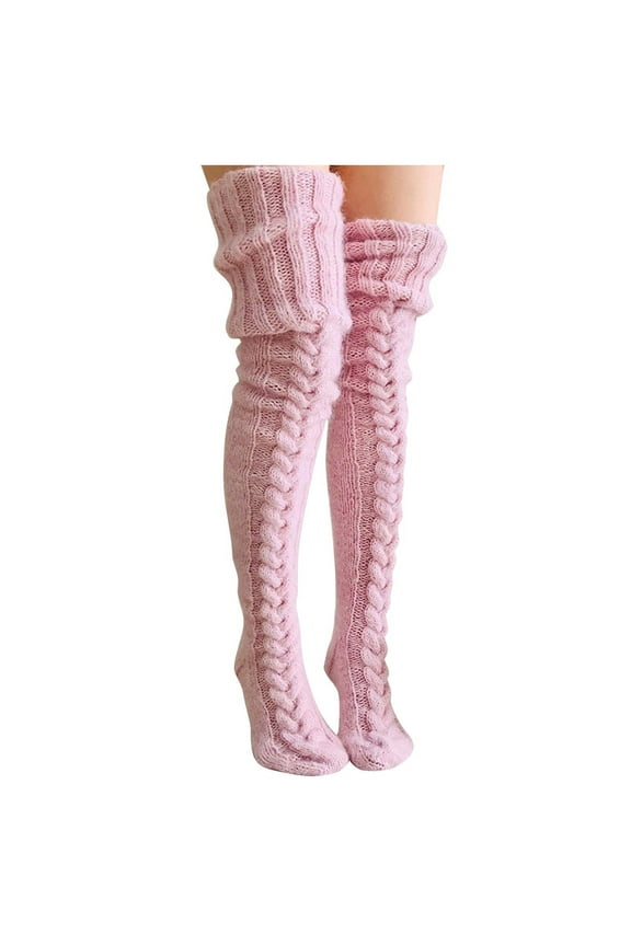 Women's Thigh High Socks Over the Knee Cable Knit Boot Socks, Long Warm Fashion Leg Warmers Winter