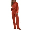 thumbnail image 1 of ShomPort Women's Two Piece Outfits Long Sleeve Knit Pullover Hoodies and Wide Leg Pants Lounge Sets, 1 of 6