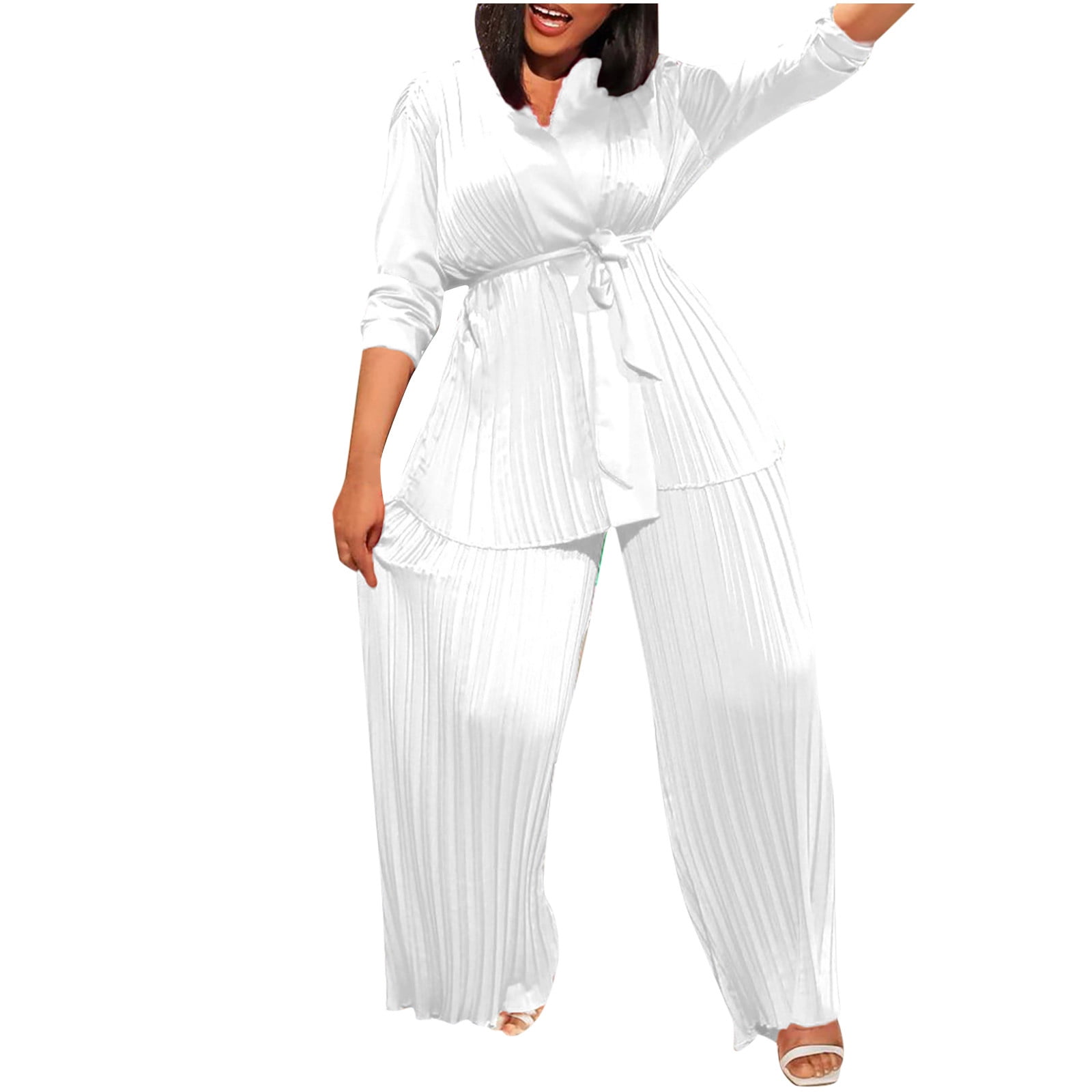 ShomPort Women's Two Piece Sets Dressy Outfits V Neck Long