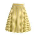 thumbnail image 1 of ShomPort Women's Vintage A-Line Striped Print Pleated Flared Midi Skirt High Waist Trendy Short Skirt, 1 of 5