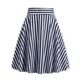 thumbnail image 1 of ShomPort Women's Vintage A-Line Striped Print Pleated Flared Midi Skirt High Waist Trendy Short Skirt, 1 of 6