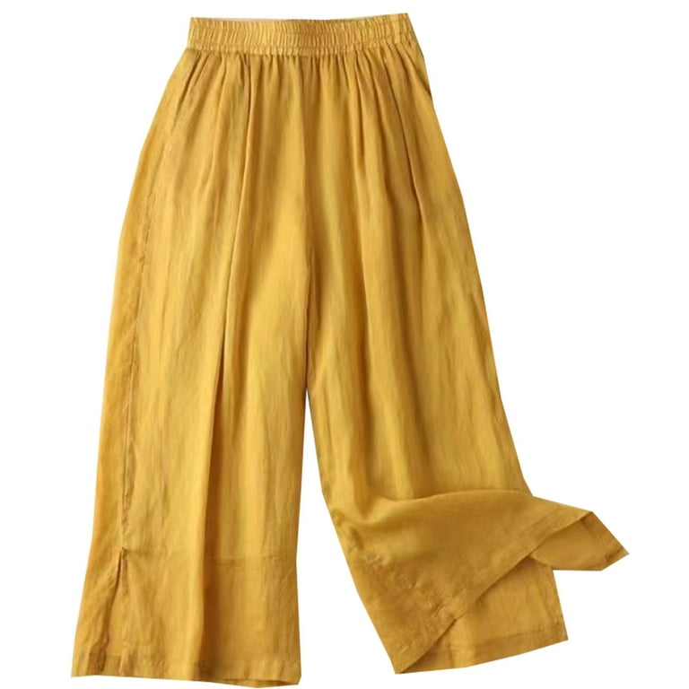 Women High Waist Linen Wide Leg Pants 3524 Women High Waist Linen Wide Leg Pants 3524