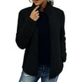 thumbnail image 1 of ShomPort Women's Winter Fleece Jacket with Pockets Fuzzy Long Sleeve Stand Collar Zip up Coat, 1 of 6