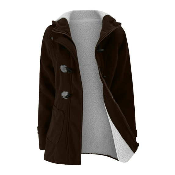 ShomPort Women's Winter Fleece Lined Warm Coat Full Zipper Long Sleeve Jackets Overcoat with Pockets