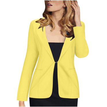 ShomPort Women's Work Office Two Button Blazer Jackets Casual Long Sleeve Open Front Suit Blazers