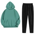 thumbnail image 1 of ShomPort Womens 2 Pieces Sweatsuit Set Casual Long Sleeve Hoodies Matching with Drawstring Black Pants Cozy Sports Outfits, 1 of 6