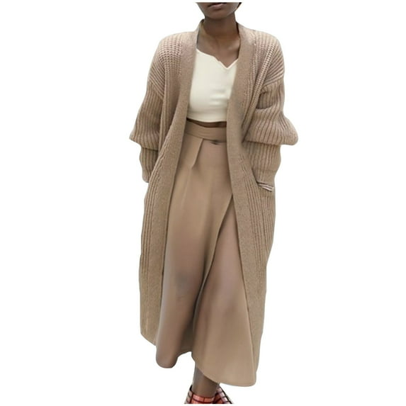 ShomPort Womens Fall Fashion Open Front Long Sleeve Knit Cardigans Sweaters Coats with Pockets
