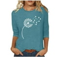 thumbnail image 1 of ShomPort Womens 3/4 Sleeve Tops Round Neck Casual Tunic Tops Printed Basic Tees Blouses for Summer, 1 of 3