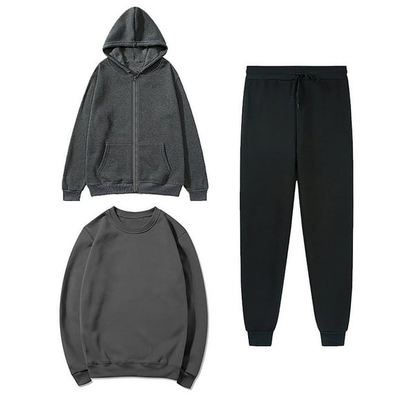 ShomPort Womens 3 Piece Outfits Sweatsuits Set - Oversized Long Sleeve Pullover Hoodie Sweatshirt Joggers Sweatpants Workout Sets