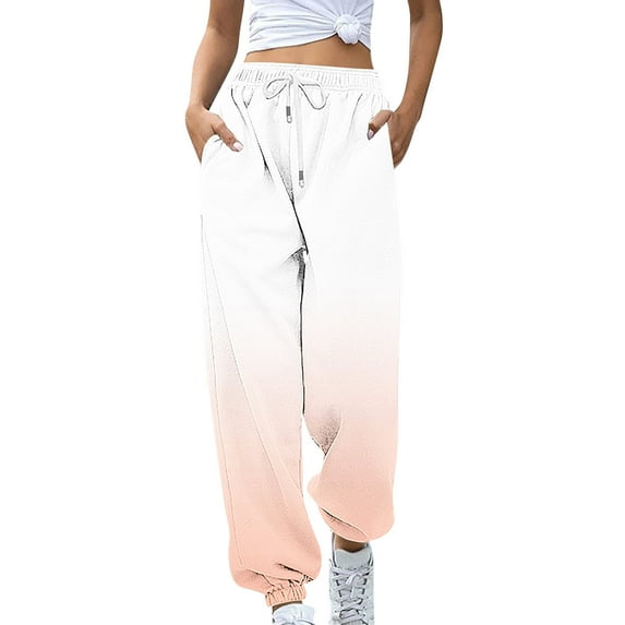 ShomPort Womens Baggy Sweatpants Casual Fall Gradient Color High Waist Pants with Pockets Activewear