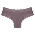 thumbnail image 1 of ShomPort Womens Briefs Lace Trim Ribbed Solid Color Mid Rise Underwear Comfy Breathable Daily Triangle Panties, 1 of 1