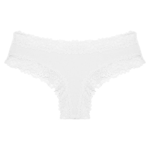 ShomPort Womens Briefs Lace Trim Ribbed Solid Color Mid Rise Underwear Comfy Breathable Daily Triangle Panties