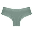 thumbnail image 1 of ShomPort Womens Briefs Lace Trim Ribbed Solid Color Mid Rise Underwear Comfy Breathable Daily Triangle Panties, 1 of 1