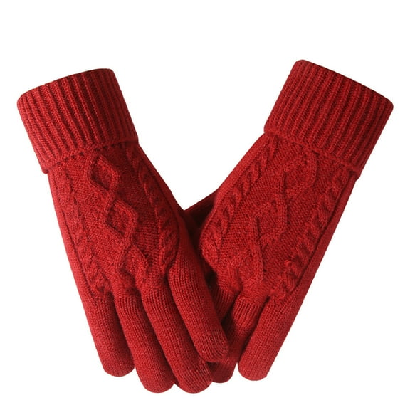 ShomPort Womens Cable Knit Gloves Windproof Solid Color Comfort Thermal Soft Winter Daily Stretchy Breathable Gloves