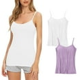 thumbnail image 1 of ShomPort Womens Camisoles Tops with Built in Padded Bra Basic Soft Spaghetti Straps Tank Tops 2 Pack, 1 of 3