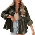 thumbnail image 1 of ShomPort Womens Casual Shirt Jacket Corduroy Dressy Loose Lapel Collar Button down Lightweight Cardigans Shackets, 1 of 7