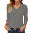 thumbnail image 1 of ShomPort Womens Causal Base Shirt V-Neck Breathable Lightweight 3/4 Sleeve Pullover Daily Work Tops, 1 of 3