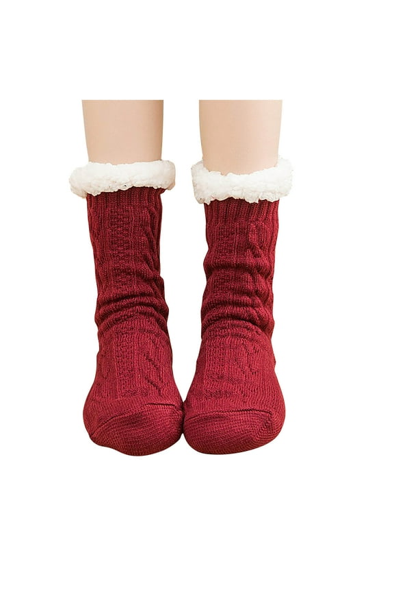 Womens Christmas Ultra Thick Socks Warm Winter Fleece Lined Non Slip Home Socks Comfy Ski Socks