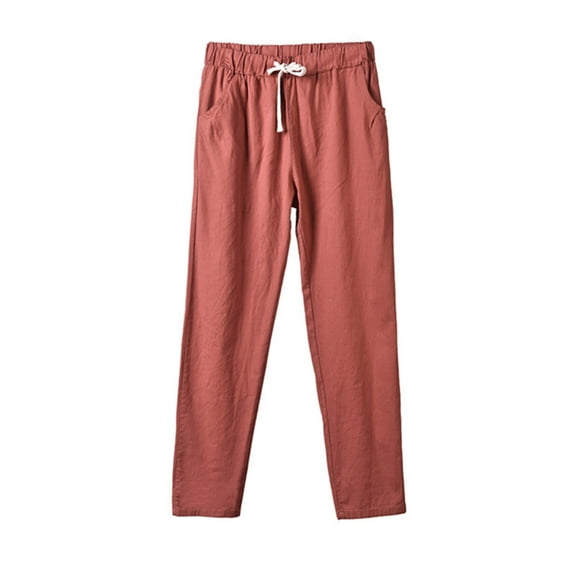 ShomPort Womens Cotton Linen Pants Casual Loose Drawstring Baggy Sweatpants Trousers with Pocket