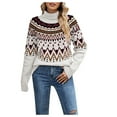 thumbnail image 1 of ShomPort Womens Crew Neck Long Sleeve Sweaters Fall Winter Fashion Pattern Print Pullover Tops, 1 of 5