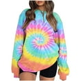 thumbnail image 1 of ShomPort Womens Crewneck Sweatshirt Casual Loose Long Sleeve Tie-Dye Pullover Tops Fall Fashion Outfits, 1 of 4