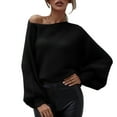 thumbnail image 1 of ShomPort Womens Elegant Sweater Pullover off the Shoulder Long Sleeve Solid Color Loose Casual Sweaters, 1 of 9