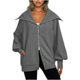 thumbnail image 1 of ShomPort Womens Fall Half Zip Pullover Tops Long Sleeve Solid Color Lapel Sweatshirts Comfy Loose Clothes, 1 of 7