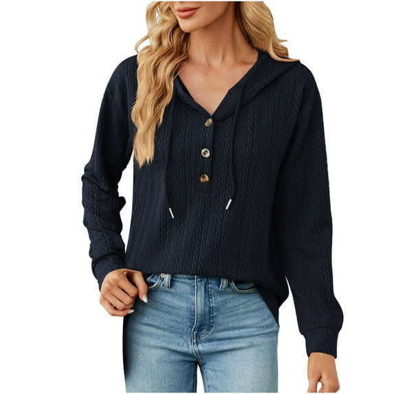ShomPort Womens Fall Long Sleeve Tops Casual V-Neck Knit Shirts Loose Solid Color Blouse Tees