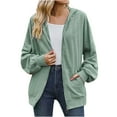 thumbnail image 1 of ShomPort Womens Fall Zip up Cardigan Casual Long Sleeve Hoodie Sweatshirt Hooded Jacket with Pocket, 1 of 5