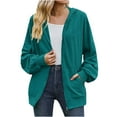thumbnail image 1 of ShomPort Womens Fall Zip up Cardigan Casual Long Sleeve Hoodie Sweatshirt Hooded Jacket with Pocket, 1 of 5