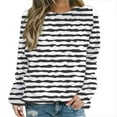 thumbnail image 1 of ShomPort Womens Fall Casual Sweatshirt Long Sleeve Cute Pullover Crewneck Striped Tunic Tops, 1 of 5