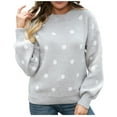 thumbnail image 1 of ShomPort Womens Fall Cute Sweaters Crewneck Long Sleeve Comfy Essential Knit Pullover Tops, 1 of 7