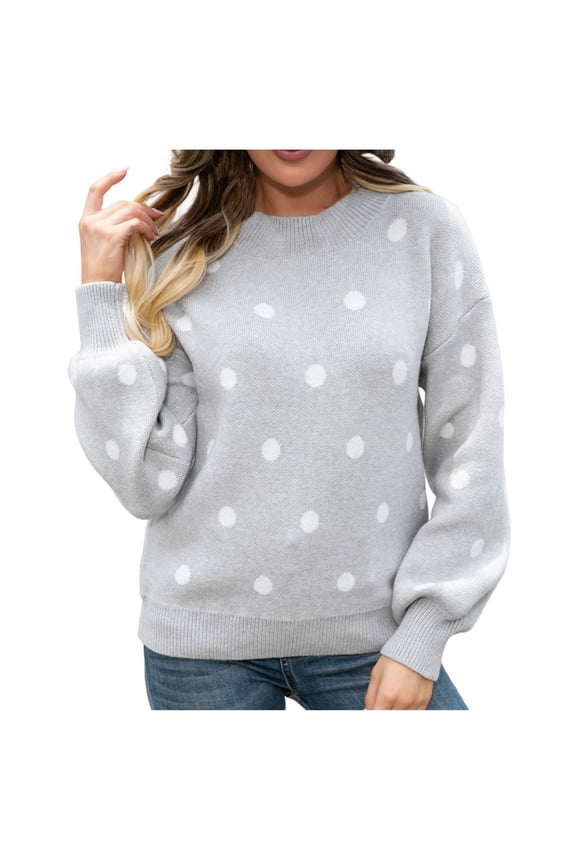 Womens Fall Cute Sweaters Crewneck Long Sleeve Comfy Essential Knit Pullover Tops