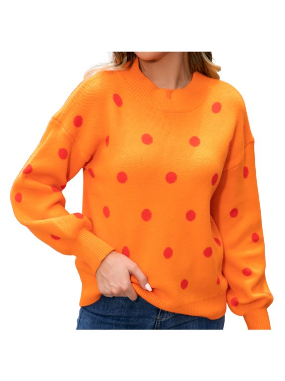 Womens Fall Cute Sweaters Crewneck Long Sleeve Comfy Essential Knit Pullover Tops